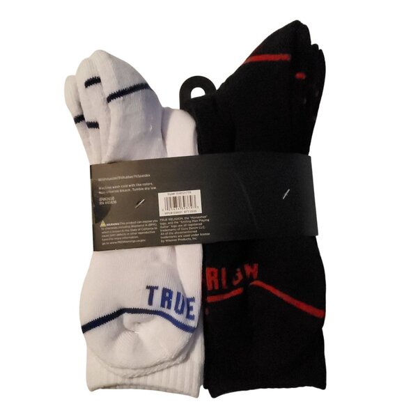 True Religion MenS Half Cushion Crew Athletic Socks 10 Pack Black White - Picture 2 of 5